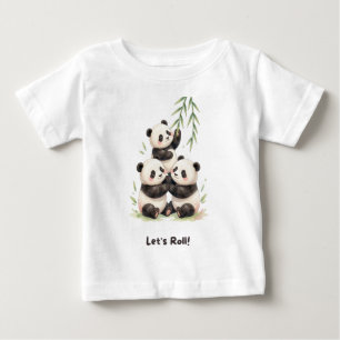 Let's Roll! Cute Panda Trio T-Shirt Panda Pyrami