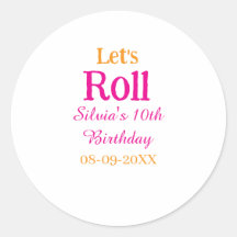 Let's roll happy 10th birthday add name retro pink