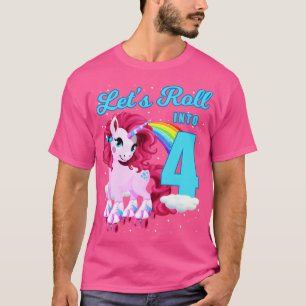 Lets Roll Into 4 Roller Skating Roller Girl Birthd T-Shirt