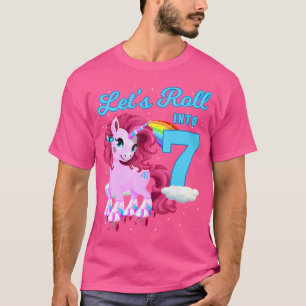 Let'S Roll Into 7 Roller Skating Roller Girl T-Shirt