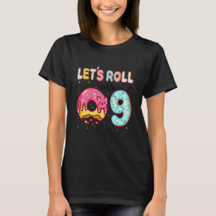 Let's Roll Into 9th Birthday Cute Cat Donut Birthd T-Shirt
