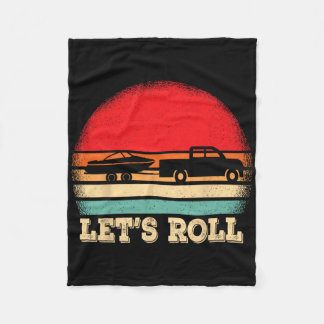 Let's Roll Retro Boating Boat Captain Fleece Blanket