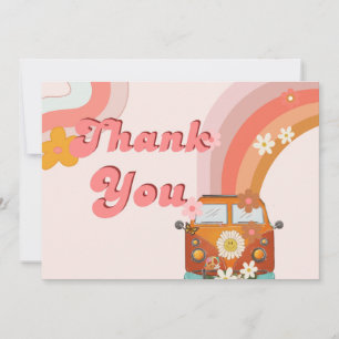 Let's Roll Retro Groovy Roller Skat Thank You card