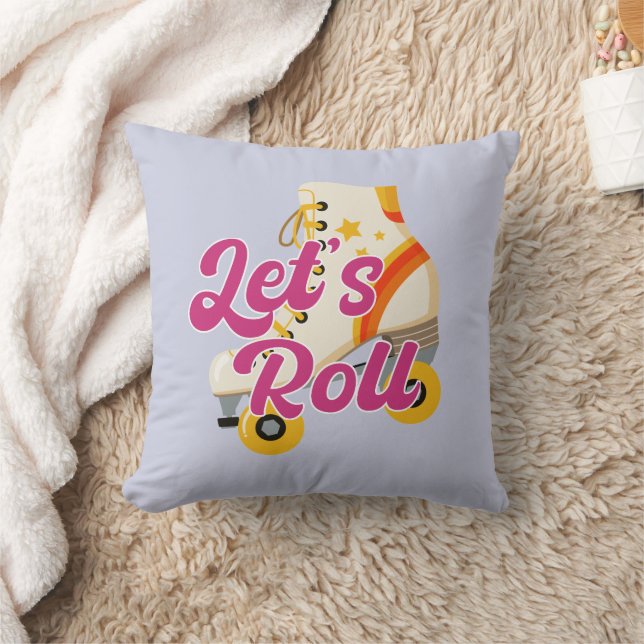 Let's Roll Retro Groovy Roller Skate  Cushion (Blanket)