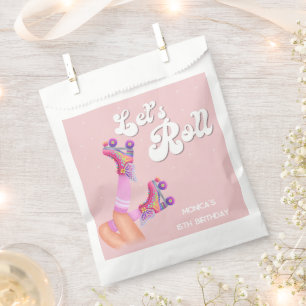 Let's roll retro roller skate birthday party favour bags