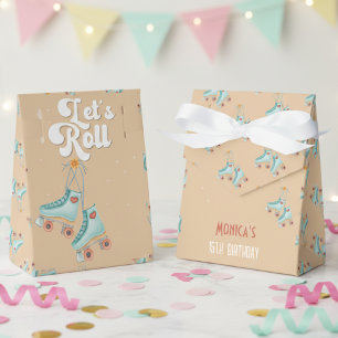 Let's roll retro roller skate birthday party favour box