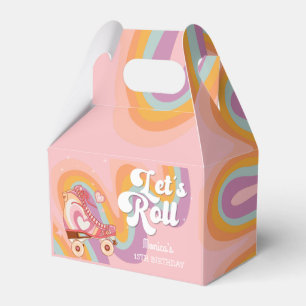 Let's roll retro roller skate birthday party favour box