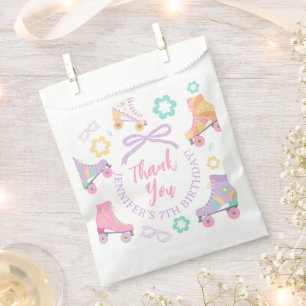 Lets Roll Roller Skate Groovy Birthday Thank you Favour Bags