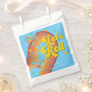 Let's roll roller skate retro rainbow favour bags