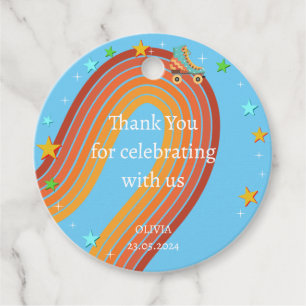 Let's roll roller skate retro rainbow thank you favour tags