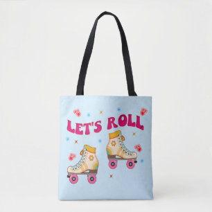 Let's Roll Roller Skate Retro Skater Lovers Tote Bag