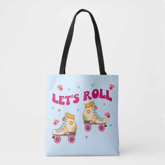 Let's Roll Roller Skate Retro Skater Lovers  Tote Bag (Front)