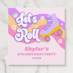 Let's Roll Roller Skate Skating Birthday Party Favour Tags