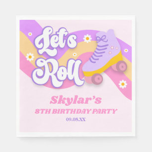Let's Roll Roller Skate Skating Birthday Party Napkin