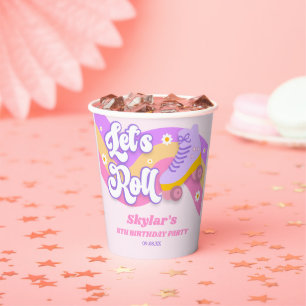 Let's Roll Roller Skate Skating Birthday Party Paper Cups