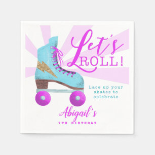 Lets Roll   Roller Skating Birthday Party Napkin