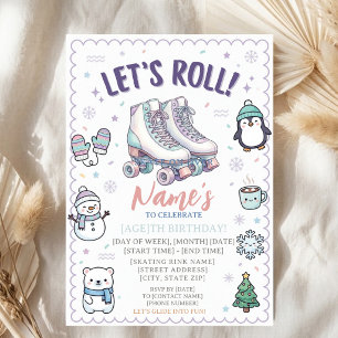 Let's Roll Roller Skating Birthday Pastel Roller Invitation