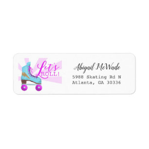 Lets Roll Roller Skating Birthday Return Address