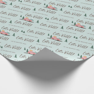 Let's Roll   The Adventure Begins Pink Retro Van Wrapping Paper