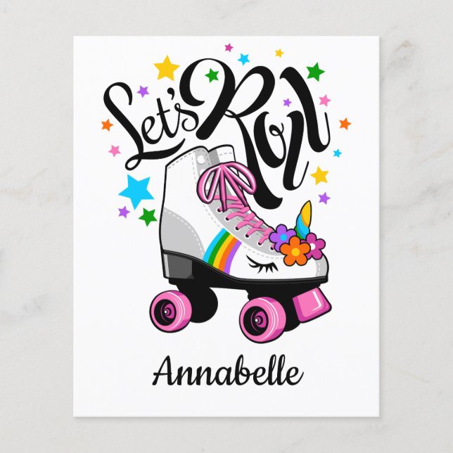 Let's Roll Unicorn Roller skate girl's Flyer (Front)