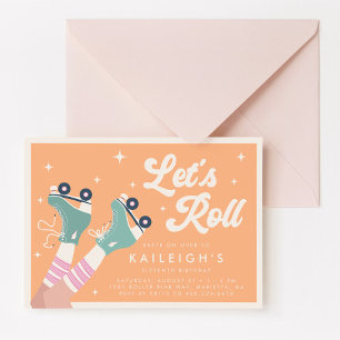 Let's Roll Y2K 90s Roller Rink Girls Birthday Invitation
