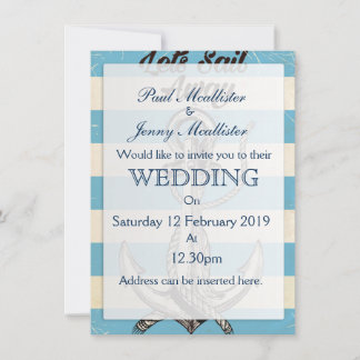 Lets Sail Away Vintage nautical poster Invitation