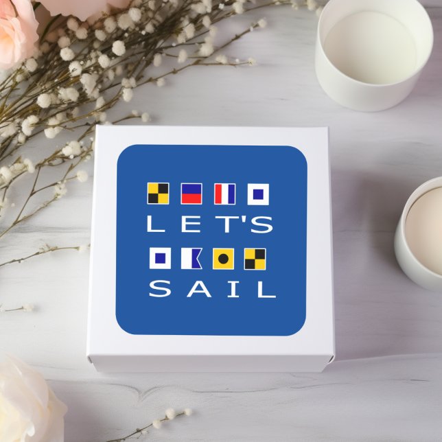 Let's Sail Colourful Nautical Flags Dark Colour Square Sticker (Creator Uploaded)