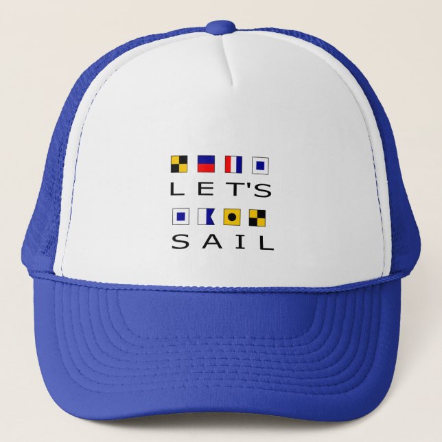 Let's Sail Colourful Nautical Flags Trucker Hat (Front)