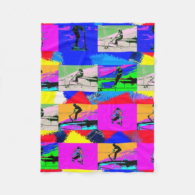 Lets Scoot - Stunt Scooter Rider Fleece Blanket (Front)
