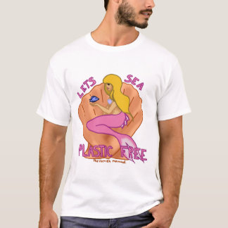 Lets sea plastic free! Pink mermaid T-Shirt