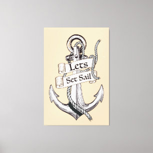 lets set sail vintage nautical poster canvas print