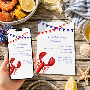 Let's shell-ebrate summer party coastal invitation