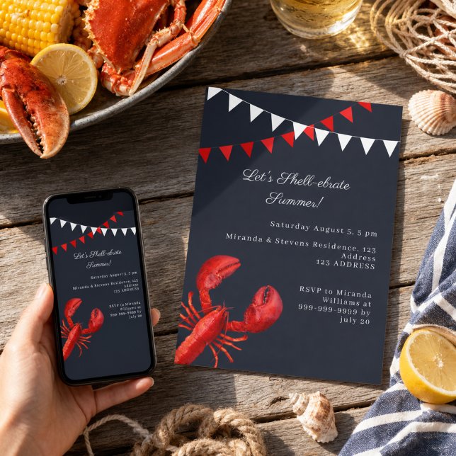Let's shell-ebrate summer party coastal invitation (Creator Uploaded)