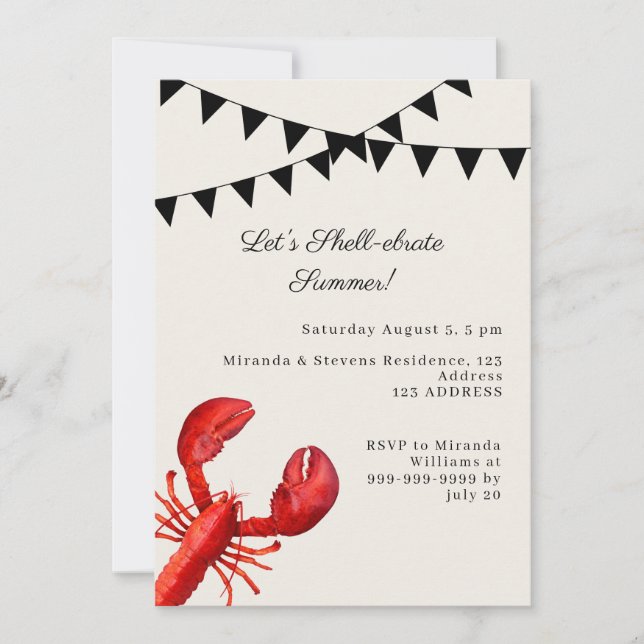 Let's shell-ebrate summer party sand coastal invitation (Front)