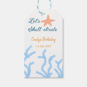 Let's shell-ebrate under the sea blue birthday  gift tags