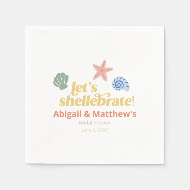 Let's Shellabrate Seashell Bridal Shower Napkin (Front)