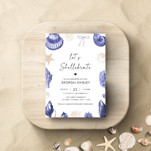 Lets Shellebrate Blue Sea Nautical Boy Baby Shower Invitation