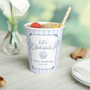 Let's Shellebrate Seashell Birthday Paper Cups