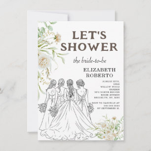 Let's Shower Elizabeth Pampas Grass Bridal Shower  Invitation