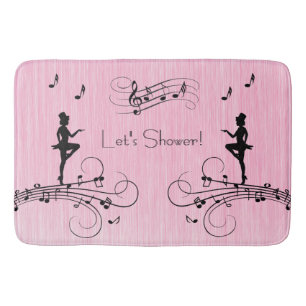 Lets Shower Music Design Pink Bath Mat