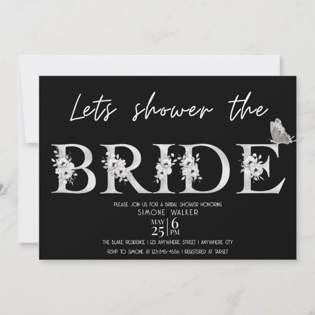 Let's Shower The Bride Floral Bridal Shower Invita Invitation (Front)