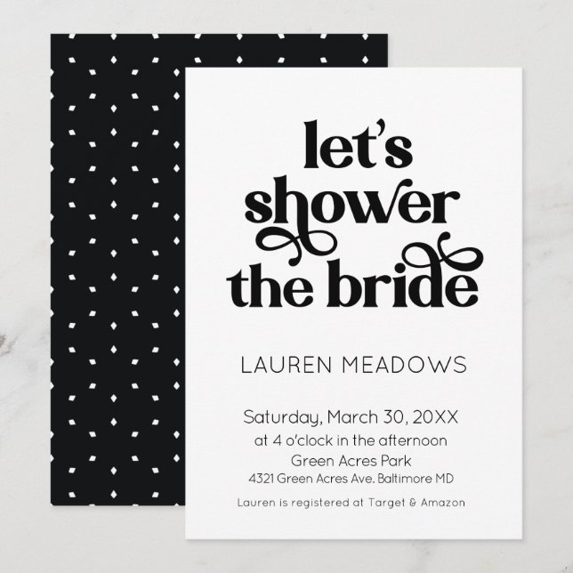 Let's Shower The Bride Typography Invitation (Front/Back)