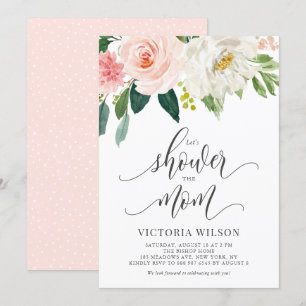 Let's Shower the Mum Blush Pink Floral Baby Shower Invitation