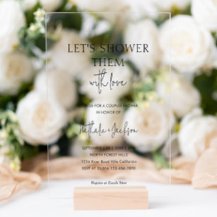 Let's Shower Them With Love   Boho Shower Bridal Acrylic Invitations