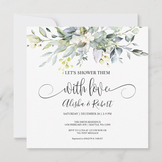  Let's Shower Them With Love Couples Shower invite (Front)