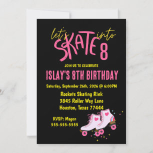 Let's Skate Into Eight Birthday Party Invitation