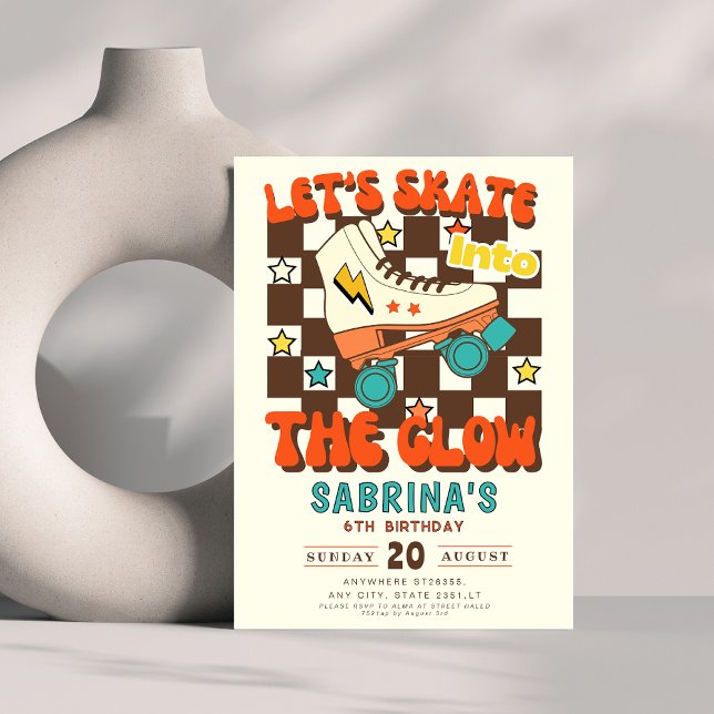 Let's Skate into the glow roller skating birthday  Invitation (Creator Uploaded)
