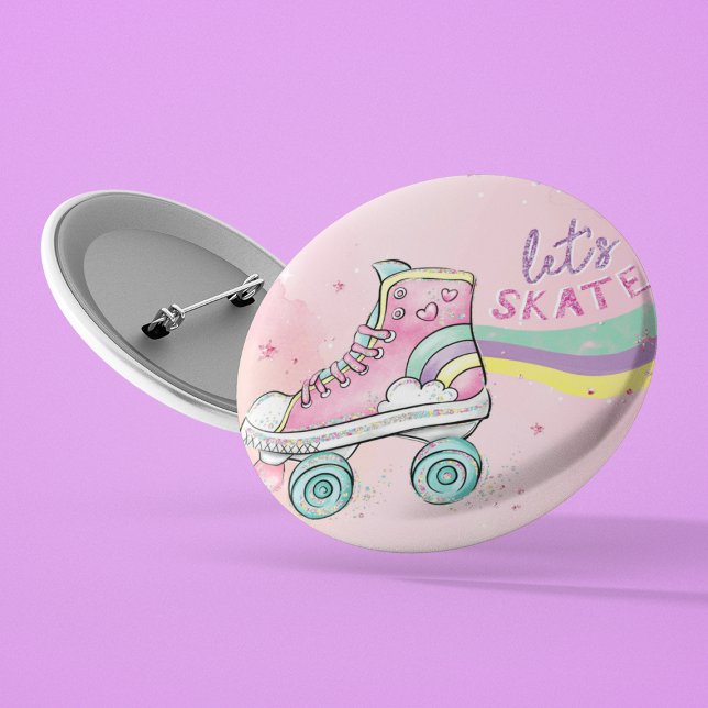 Let's Skate l Roller Skating party Girl Birthday  3 Cm Round Badge (Creator Uploaded)