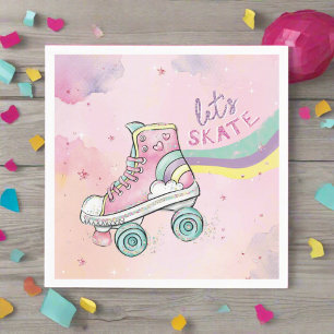 Lets Skate l Roller Skating party Girl Birthday Napkin