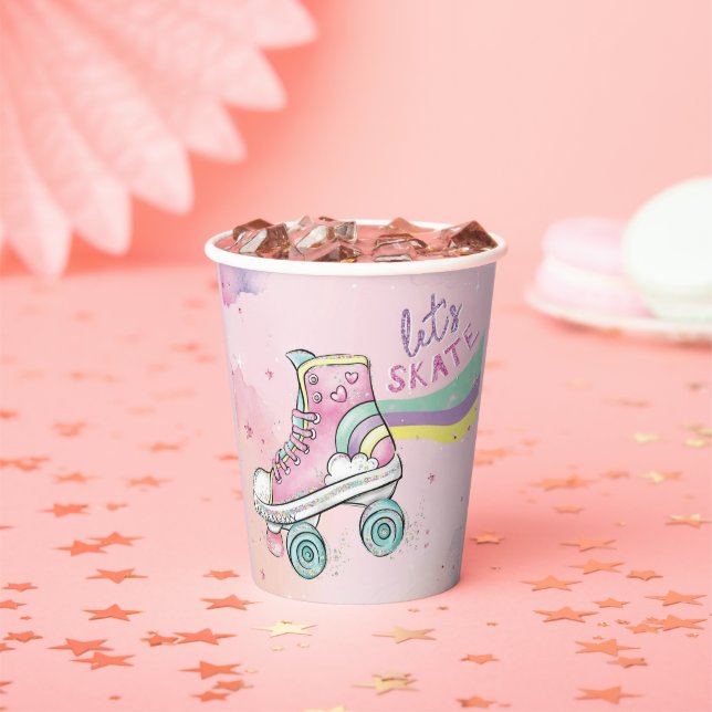 Let's Skate l Roller Skating Party Girl Birthday Paper Cups (Insitu)
